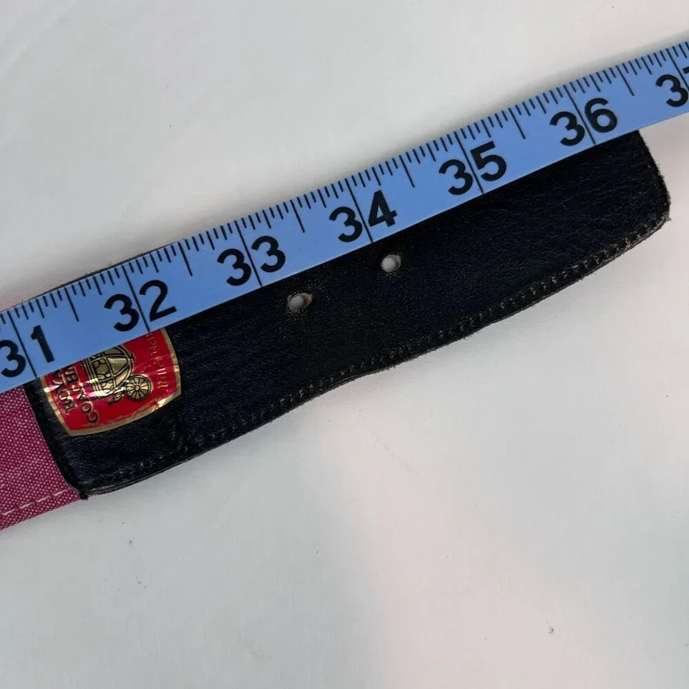 Vintage Royal Coachman Belt Medium 34-38 Red & Burgundy Canvas Silver Buckle‎